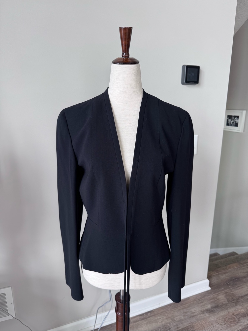 Vintage! Max Mara Black Open-Front Tailored Blazer with String Detail Size: 38